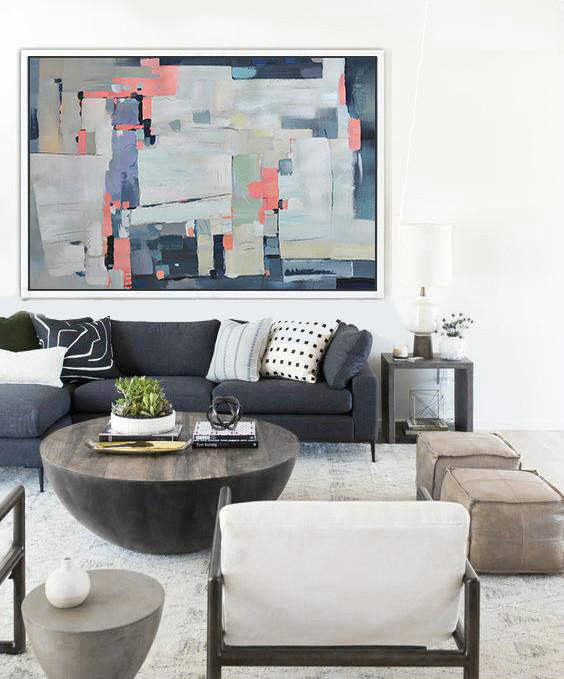 Big Wall Art For Living Room,Oversized Horizontal Contemporary Art,Large Abstract Wall Art,White,Pink,Purple,Grey.etc